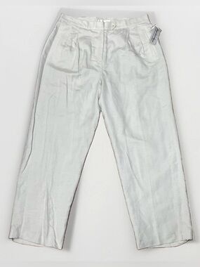 Giorgio Sant' Angelo Cream Linen Rayon Pants Fully Lined Pleated Womens 36x31